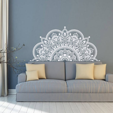 2PCS Mandala Flower PVC Removable Personality Wall Sticker Living Room Bedroom Sofa Background Wall(White)-garmade.com
