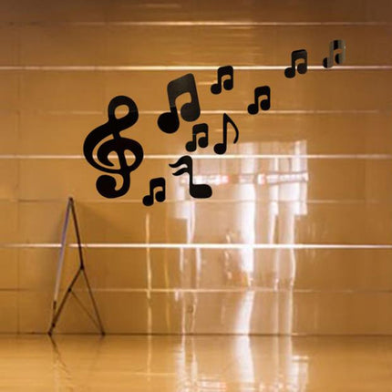 3D Musical Notes Acrylic Mirrors Wall Sticker Home Decor Living Room Wall Decoration Art DIY Wall Stickers(Black)-garmade.com