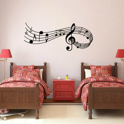 Music Sound Notes Wall Decal Bedroom Music Classroom Decor Removable Music Sticker, Size:S 22cmx57cm(Black)-garmade.com