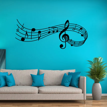 Music Sound Notes Wall Decal Bedroom Music Classroom Decor Removable Music Sticker, Size:S 22cmx57cm(White)-garmade.com