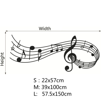 Music Sound Notes Wall Decal Bedroom Music Classroom Decor Removable Music Sticker, Size:S 22cmx57cm(White)-garmade.com