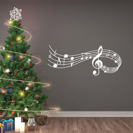 Music Sound Notes Wall Decal Bedroom Music Classroom Decor Removable Music Sticker, Size:M 39cmx100cm(White)-garmade.com