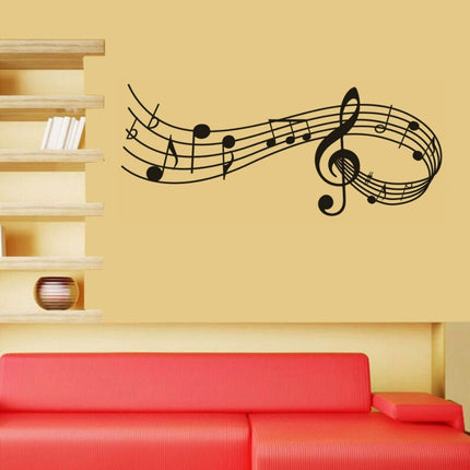 Music Sound Notes Wall Decal Bedroom Music Classroom Decor Removable Music Sticker, Size:L 57.5cmx150cm(Black)-garmade.com