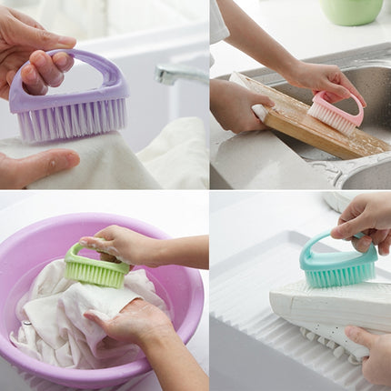 2 PCS Multi Functional Soft Hair Laundry Washing Shoes Bathroom Cleaning Brush(Purple)-garmade.com