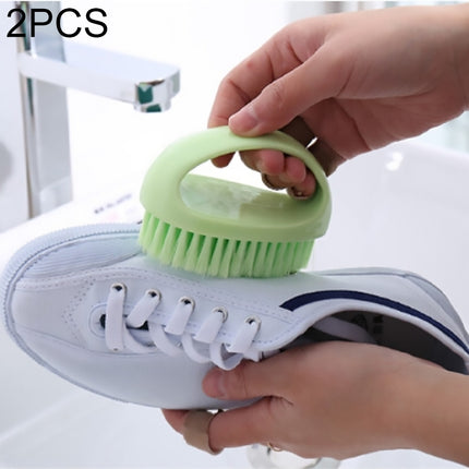 2 PCS Multi Functional Soft Hair Laundry Washing Shoes Bathroom Cleaning Brush(Green)-garmade.com