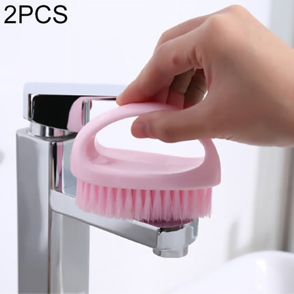 2 PCS Multi Functional Soft Hair Laundry Washing Shoes Bathroom Cleaning Brush(Pink)-garmade.com