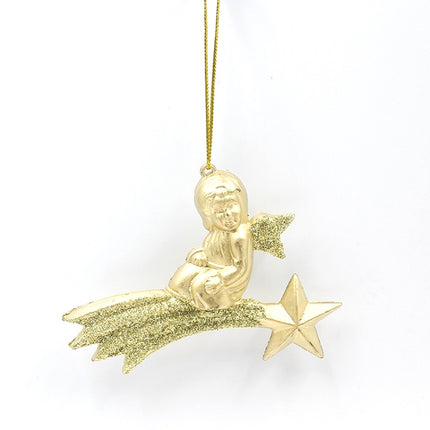 2 PCS ChristmasGold Powder Acrylic Angel Pendant Ornament, Specification: Three Angels-garmade.com