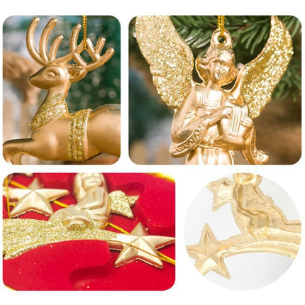 2 PCS ChristmasGold Powder Acrylic Angel Pendant Ornament, Specification: Three Elk-garmade.com