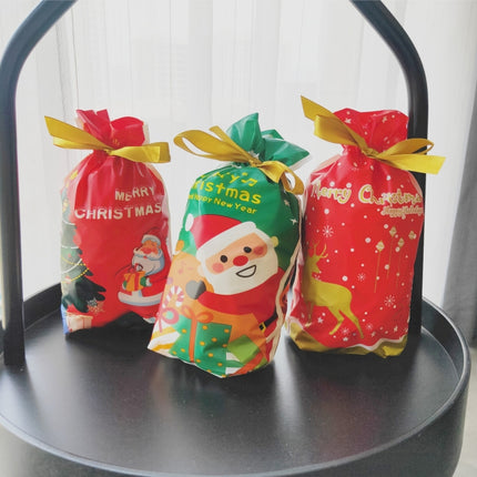 50pcs / Pack Christmas Gift Bag Candy Biscuit Drawstring Bundle Christmas Cookie Bag, Random Pattern Delivery-garmade.com