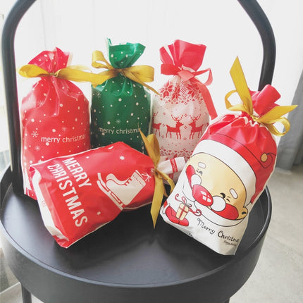 50pcs / Pack Christmas Gift Bag Candy Biscuit Drawstring Bundle Christmas Cookie Bag, Random Pattern Delivery-garmade.com