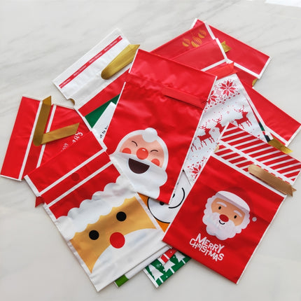 50pcs / Pack Christmas Gift Bag Candy Biscuit Drawstring Bundle Christmas Cookie Bag, Random Pattern Delivery-garmade.com