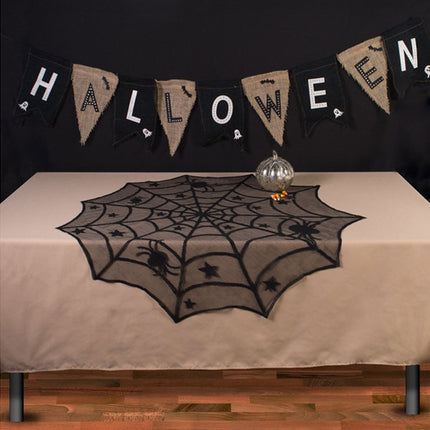 Halloween Party Black Lace Spider Web Tablecloth Decoration, Size:102x102CM-garmade.com