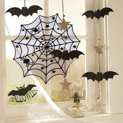 Halloween Party Black Lace Spider Web Tablecloth Decoration, Size:102x102CM-garmade.com