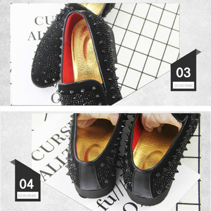 Men Rivet Rhinestone Black Pointed Toe Flats Shoes, Shoe Size:41(Black)-garmade.com