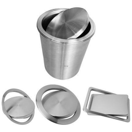 Embedded Type Stainless Steel Swing Cover Flip Kitchen Countertop Trash Can Lid Cap, Size:Round Drawing 20cm Diameter(Silver)-garmade.com