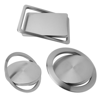 Embedded Type Stainless Steel Swing Cover Flip Kitchen Countertop Trash Can Lid Cap, Size:Square 16.2x22.7cm(Silver)-garmade.com
