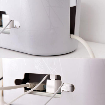 Home Cable Storage Box Hollow Wire Cord Safety Tidy Organizer Container, SIZE:Normal(White)-garmade.com