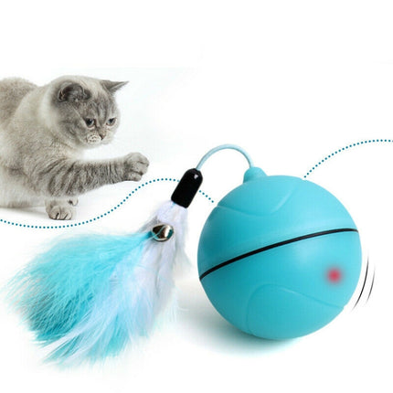 USB Rechargeable LED Scrolling Flash Ball Cat Funny Toy(Blue)-garmade.com