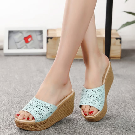 Printed High Heel Platform Women Slippers, Shoe Size:38(Black)-garmade.com