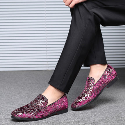 Men Casual Fashion Glitter Shoe Slip-on Shoes Loafers, Size:38( Red)-garmade.com