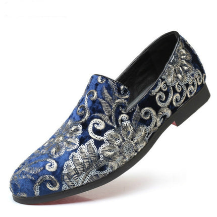 Men Casual Fashion Glitter Shoe Slip-on Shoes Loafers, Size:40(Blue)-garmade.com