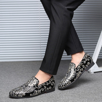 Men Casual Fashion Glitter Shoe Slip-on Shoes Loafers, Size:41(Black)-garmade.com