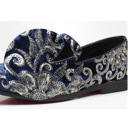 Men Casual Fashion Glitter Shoe Slip-on Shoes Loafers, Size:47(Blue)-garmade.com