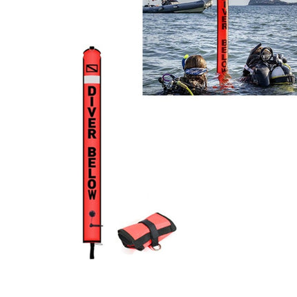 210D Nylon Automatic Seal Safety Signal Diving Mark Diving Buoy, Size:120 x 15cm(Fluorescent Red)-garmade.com