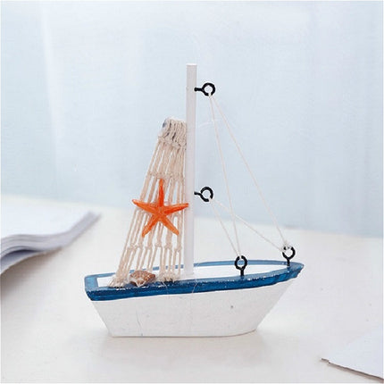 Vintage Wooden Canvas Boat Model Decoration Home room Decoration(White Boat)-garmade.com