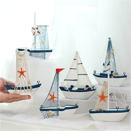 Vintage Wooden Canvas Boat Model Decoration Home room Decoration(White Boat)-garmade.com