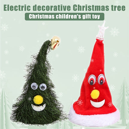 6 inch Electric Cap Christmas Swing Tree Hat Christmas Ornaments Props(Swing Tree with Pentagram Light)-garmade.com