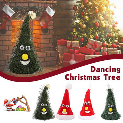 6 inch Electric Cap Christmas Swing Tree Hat Christmas Ornaments Props(Shake Cap with Pentagram Light)-garmade.com