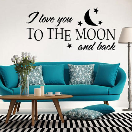 I Love You To The Moon Stars And Moon Cartoon Children Room English Rumors Wall Stickers-garmade.com