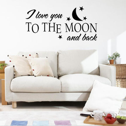 I Love You To The Moon Stars And Moon Cartoon Children Room English Rumors Wall Stickers-garmade.com