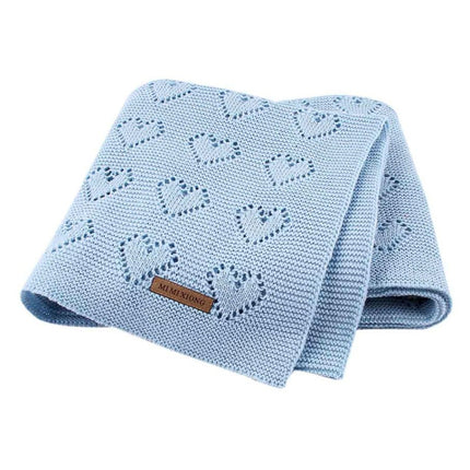Multifunctional Baby Knit Love Hollow Windproof Air Conditioner Blanket Cover, Size:100x80cm(Light Blue)-garmade.com