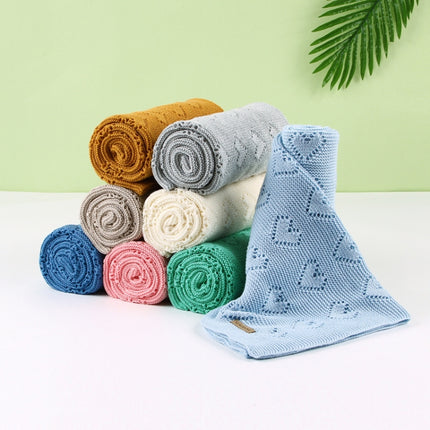 Multifunctional Baby Knit Love Hollow Windproof Air Conditioner Blanket Cover, Size:100x80cm(Denim Blue)-garmade.com