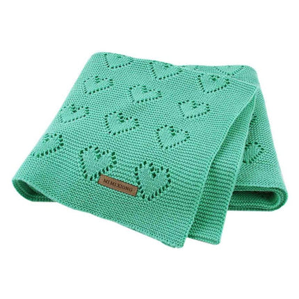 Multifunctional Baby Knit Love Hollow Windproof Air Conditioner Blanket Cover, Size:100x80cm(Grape Green)-garmade.com