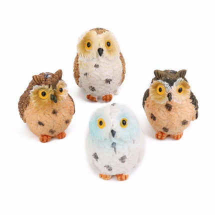 2 PCS Moss Micro Landscape Creative Resin Mini Owl Ornament，Random Color Delivery-garmade.com