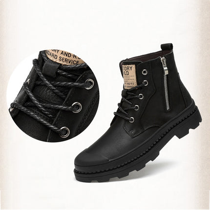 Men Boots Leather Martin Boots Men England High Men Shoe, Size:37(Black Nude Shoes)-garmade.com