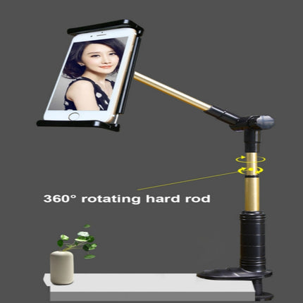 360 Degree Rotation Lazy Mount Folding Long Arm Phone Stand Holder for 4-14 Inch Tablet & Phone(Gold)-garmade.com