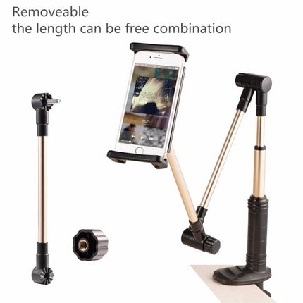 360 Degree Rotation Lazy Mount Folding Long Arm Phone Stand Holder for 4-14 Inch Tablet & Phone(Gold)-garmade.com