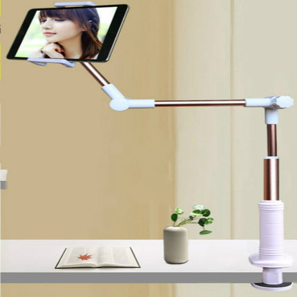 360 Degree Rotation Lazy Mount Folding Long Arm Phone Stand Holder for 4-14 Inch Tablet & Phone(Rose Gold)-garmade.com