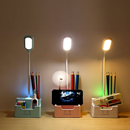 Student USB Charging Bedroom Touch LED Eye Protection Multifunctional Creative Desk Lamp, Style:With Fan(Pink)-garmade.com