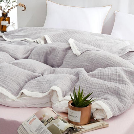 Spring and Summer Thick Washed Gauze Six Layer Nap Air Conditioning Blanket, Size:200x230cm, Color:Pink-garmade.com