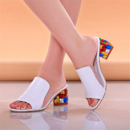 Fashion Wild Thick Bottom Fish Mouth Sandals Slippers, Size:35(White)-garmade.com