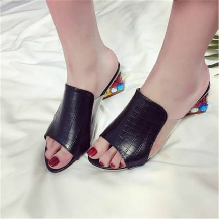 Fashion Wild Thick Bottom Fish Mouth Sandals Slippers, Size:39(Black)-garmade.com