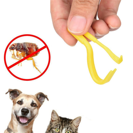 2 PCS Pet Catcher Flea Clipper Animal Deworming Pull Hard Tick Extractor Cats and Dogs Lice Scavenging Flea Hook(Yellow)-garmade.com