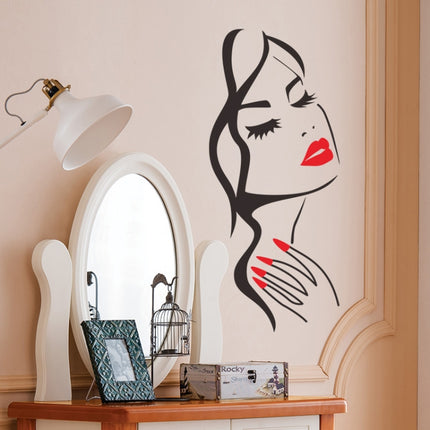 Beauty Studio Personality Creative Beauty Portrait Carved Wall Stickers(Red)-garmade.com