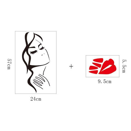 Beauty Studio Personality Creative Beauty Portrait Carved Wall Stickers(Red)-garmade.com