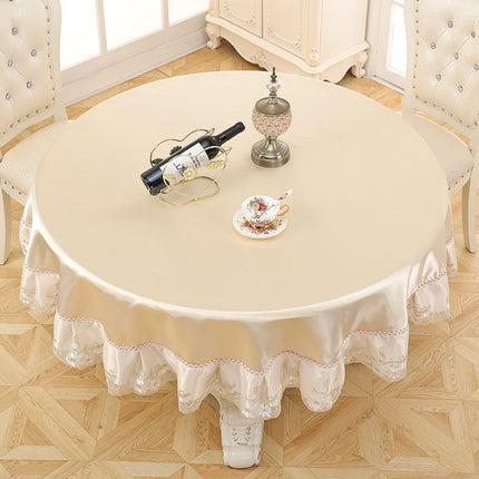 Home Fabric Round Tablecloth Hotel Disposable Anti-scald Table Mats, Size:180cm(Ice Beige)-garmade.com